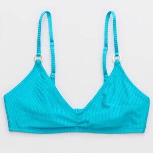 Aerie Beach Babe Shine Rib Voop Bikini Top | Size L | Color Barbados